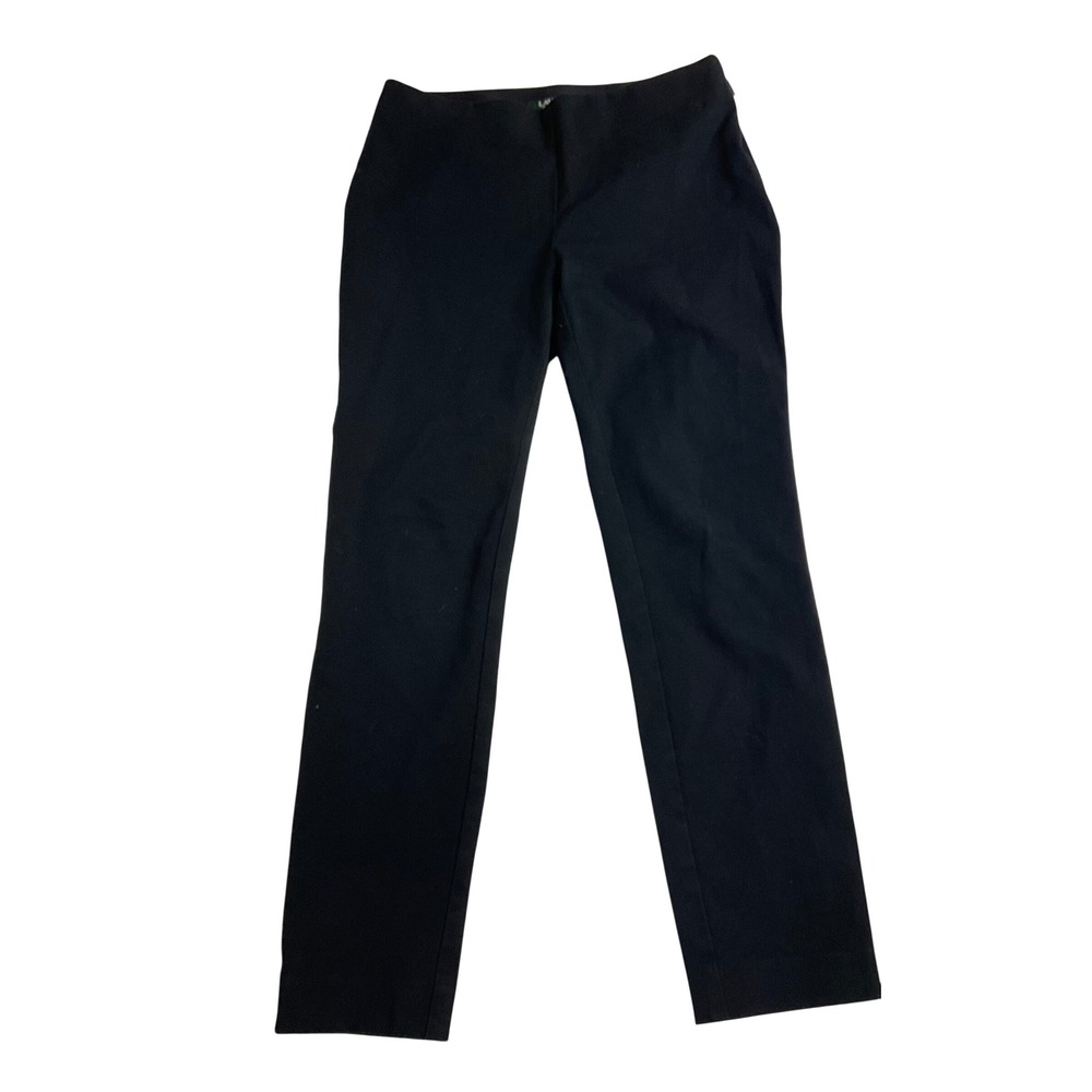Lauren Ralph Lauren black side zip pants trouser 4 petite cotton stretch career